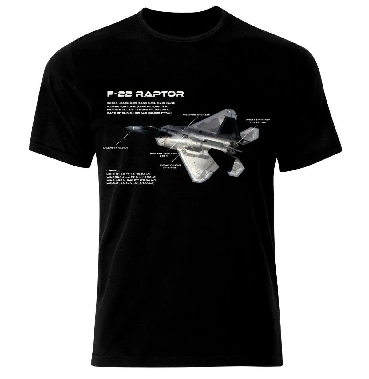 

ВВС США F22 Raptor Истребитель Самолет Реактивный Чертеж Футболка Летняя Хлопок Короткий Рукав Круглый Вырез Мужская Футболка Новая S3XL S
