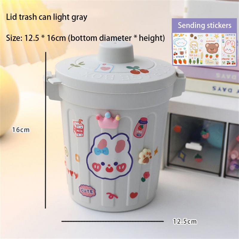 Kreativní roztomilý domácí stolní počítač ve stylu Ins s víkem odpadkový koš Malý Mini Kawaii Psací stůl v ložnici Úložný box Držák na pero Vložit nálepku