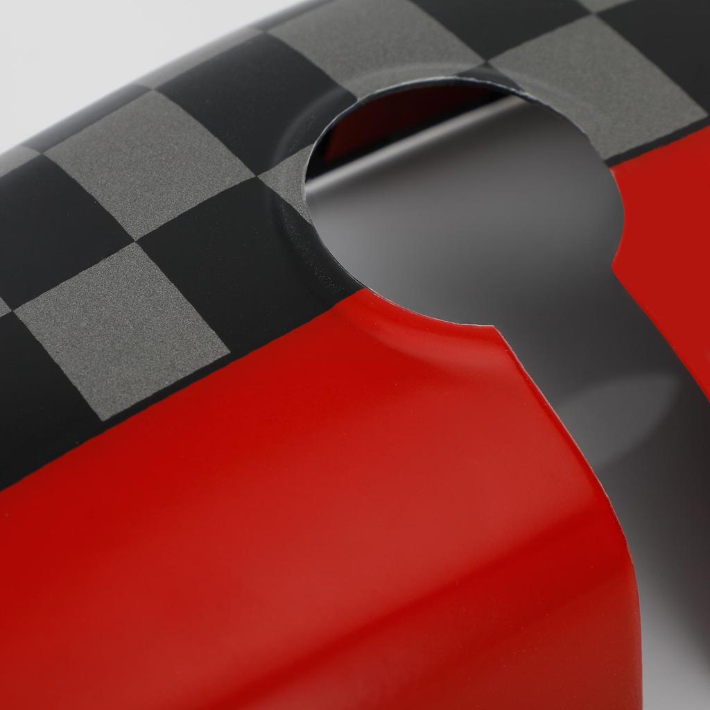 Black/Grey Checkered Red Rear View Mirror Cover For BMW MINI Cooper R55 R56 R57