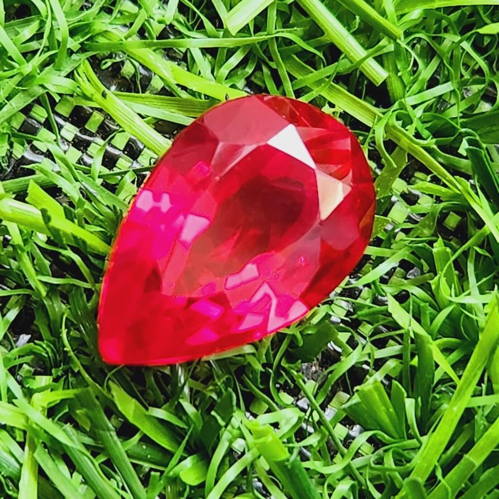 16.30 Ct Heated Ceylon Red Ruby Pear Cut Faceted Loose Gemstone