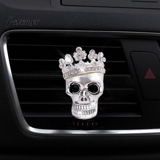 Car Scent Diffuser Accessories Crown Skull Air Freshener Vent Clip, Fragrance Diffuser, Metallic Clip Gothic Auto Interior Decoration Accessory