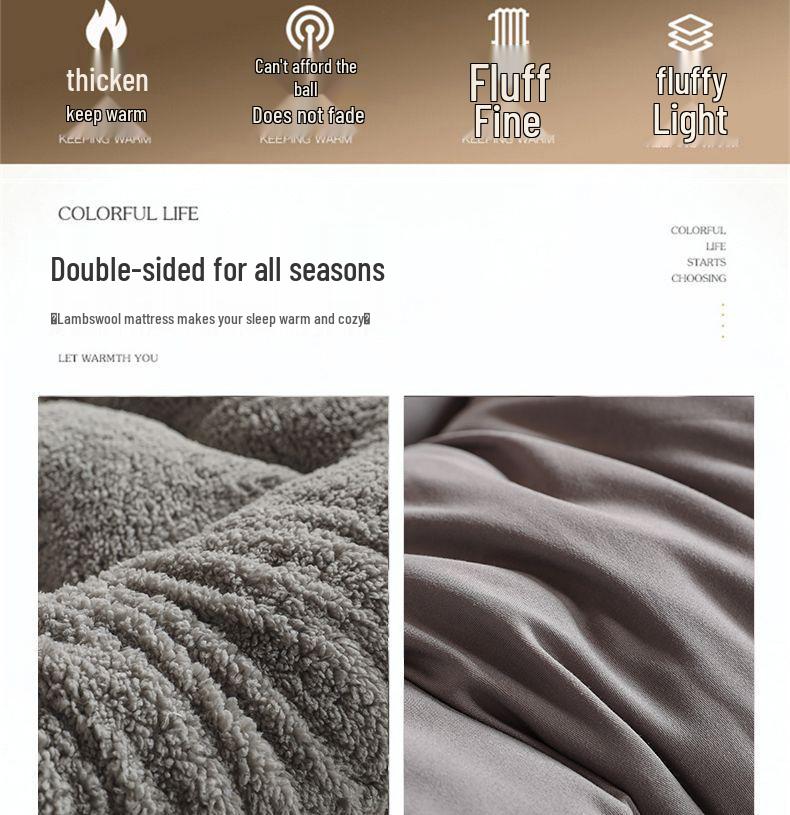 Thickened Warm Lambswool Tatami Mattress - Double, Anti-Slip, Foldable for Dorms