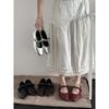 2025 Early Autumn New French Retro Threading Round Head Super Soft Leather Flat Mary Jane Shoes Women's Single Shoes