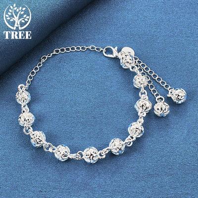 925 Sterling Silver 8mm Hollow Ball Bracelet Jewelry