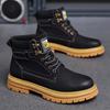 Winterstiefel Echtes Leder Herrenstiefel 2024 Britischer Stil Stiefel Rhabarberstiefel Luxus Schneestiefel Outdoor Kampf Trendschuhe