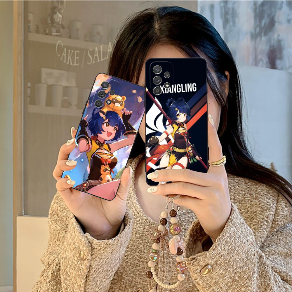 Game GI Xiangling Matte TPU Mobile Phone Case for Samsung Galaxy M55 54 42 35 34 33 32 23 22 15 14 13 12 F55 5G Colorful Cover