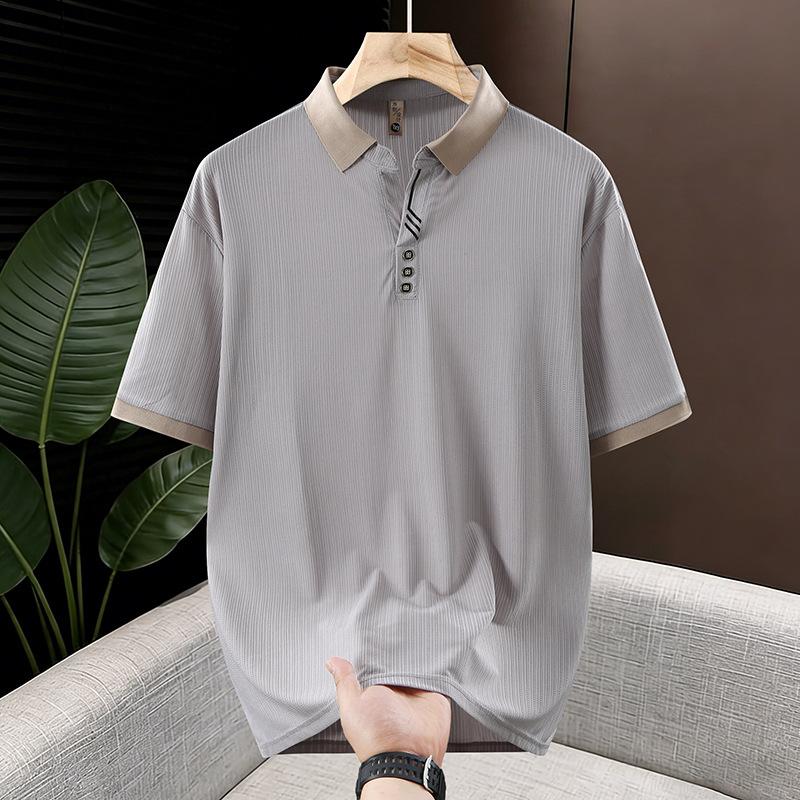 Abbigliamento da uomo taglie forti Extra Large Vestibilità ampia Versatile Manica corta Business Casual T-shirt Polo per uomini robusti e alti