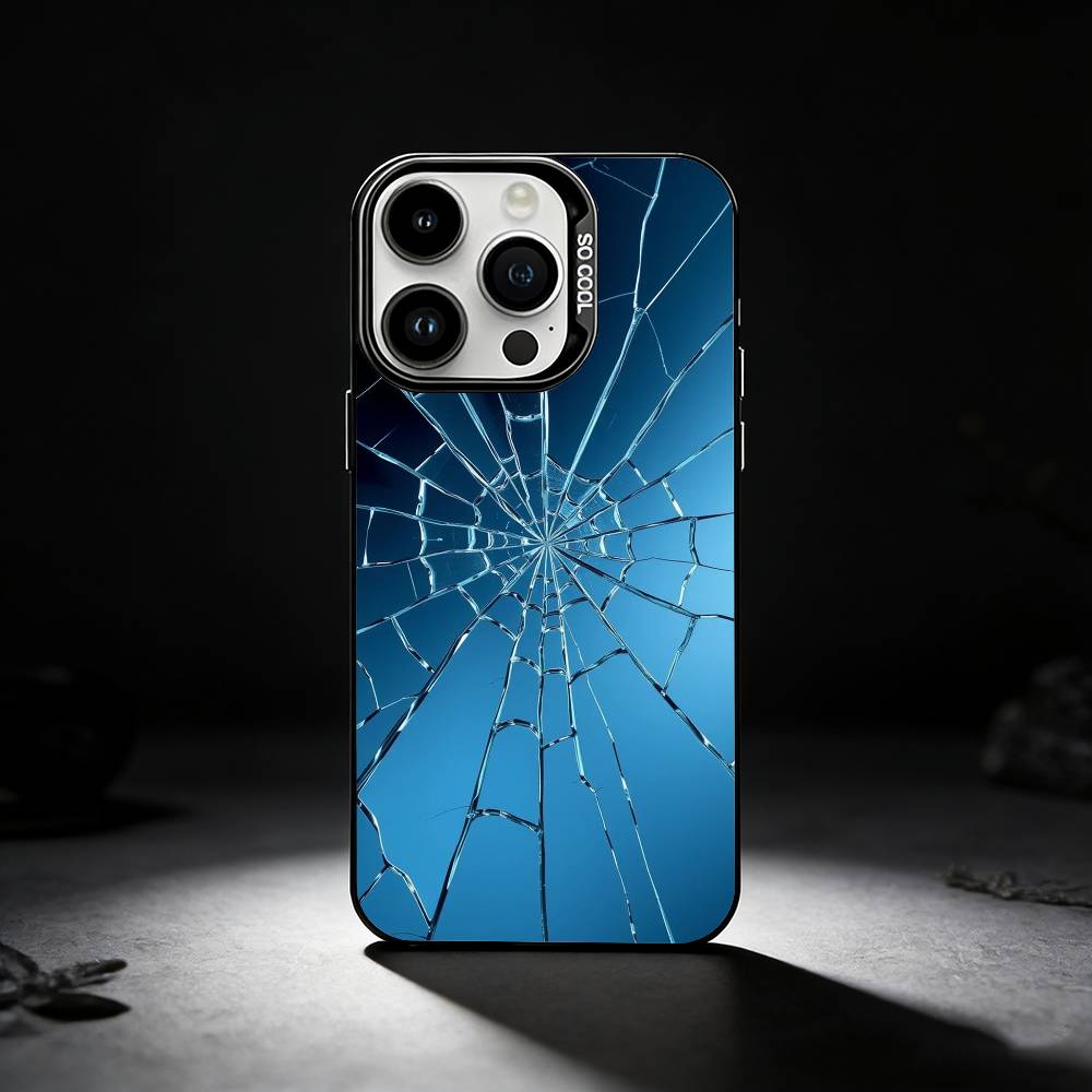 3D Vision Glass Shards Phone Case For iPhone 17,16,15,14,13,12,11 Plus,Pro Max,XS,Colored Silver Phone Case