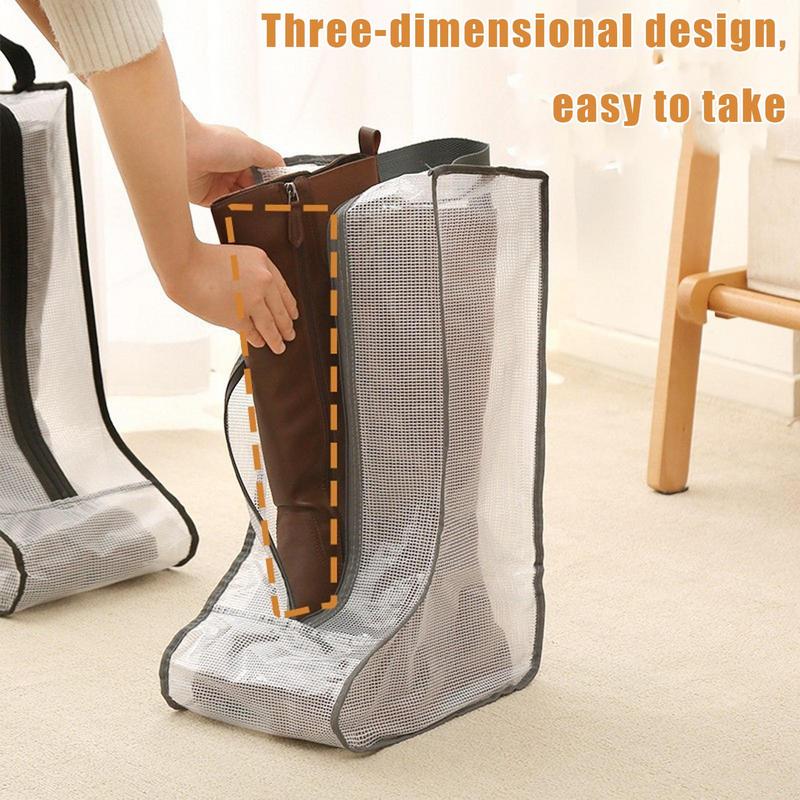 Shoes Dust Cover PVC Mesh Transparent Shoe and Boot Storage Bag with Zipper Portable Travel Anti-dust Organizer Protector Bags