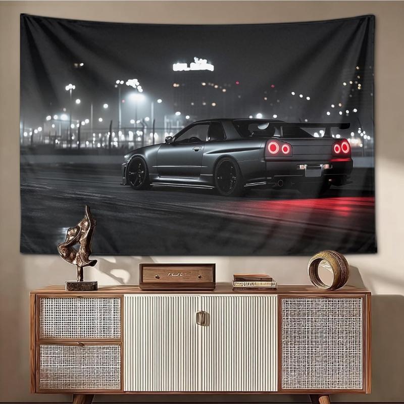 Art City Night Scene Cool Tapestry Aesthetic Wall Decor for Office Bedroom Living Room Decor for Men And Woman Backdrop Hanging