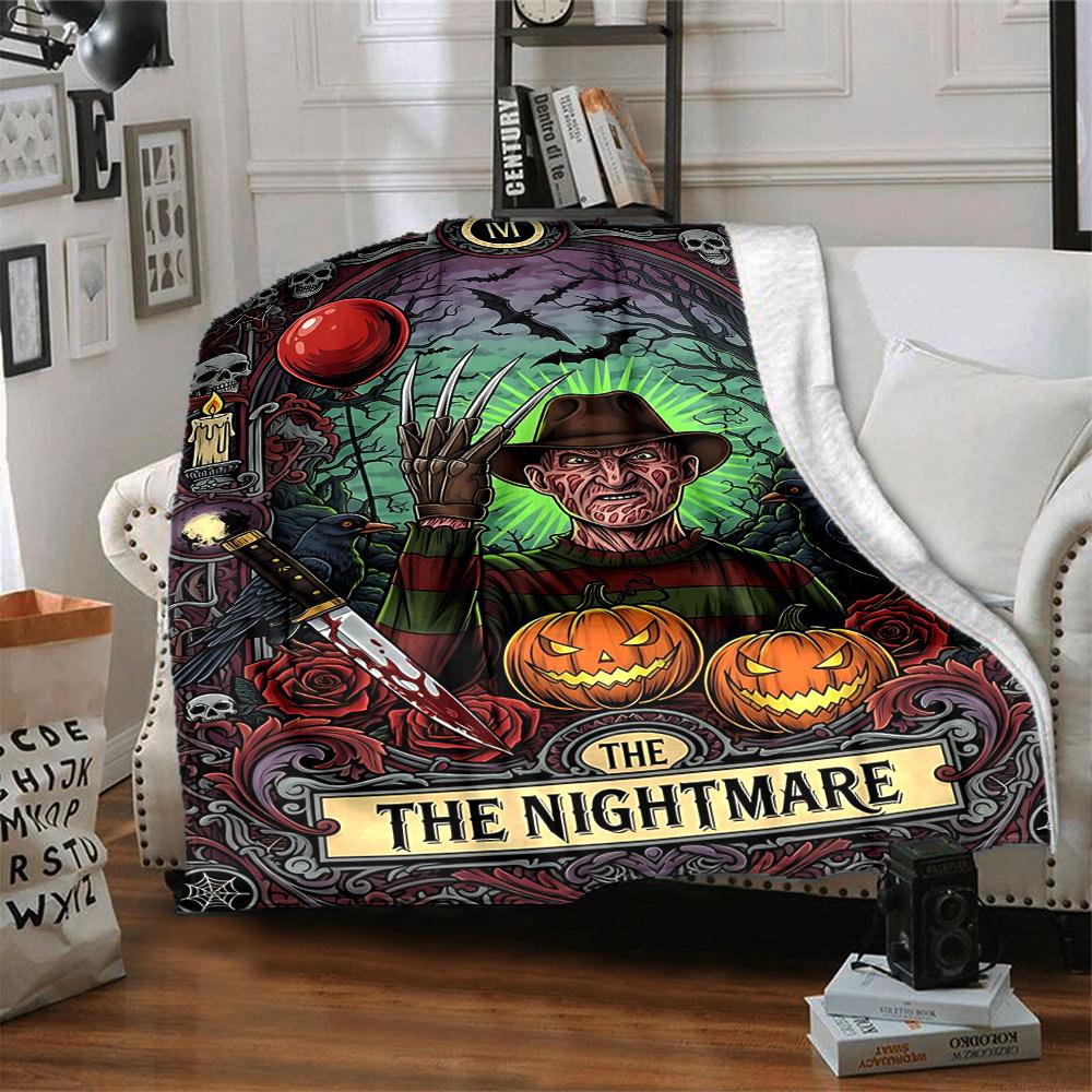 1pc A Nightmare on Elm Street Flannel Throw Blanket - HD Printed Lightweight Soft Warm All-Season Blanket for Sofa, Bed, Travel, Camping 071
