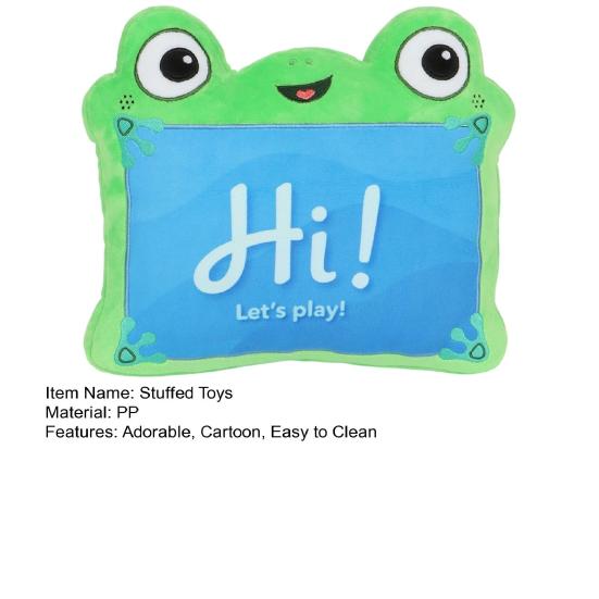 Green Frog Tablet Plush Toy, Soft Stuffed Animal, Cuddly Frog Plushie for Kids, Cute Character Collectible Gift for Boys Girls