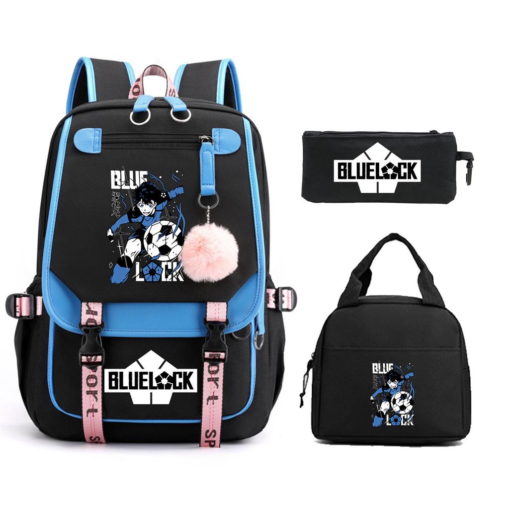 Peripheral Printed Backpack Leisure Student School Bag Pencil Bag Lunch Bag Set