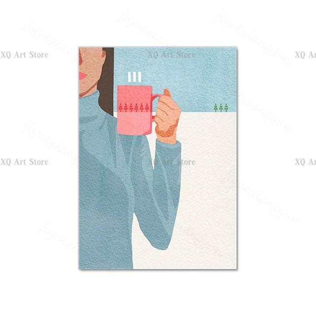 Nordic Poster Pool Party Swim Diving Bathtub Coffee Girl Abstract Wall Art Print Canvas Painting Decor Pictures Living Room Home