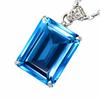 Natural Blue Topaz 91 Ct Emerald Cut   925 Sterling Silver Pendant