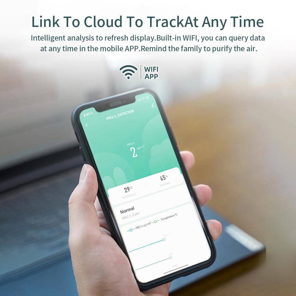 WiFi Smart Air Quality Tester PM2.5/CO2 Detector Portable Air Pollution Analyzer Temperature Humidity Meter By APP Control