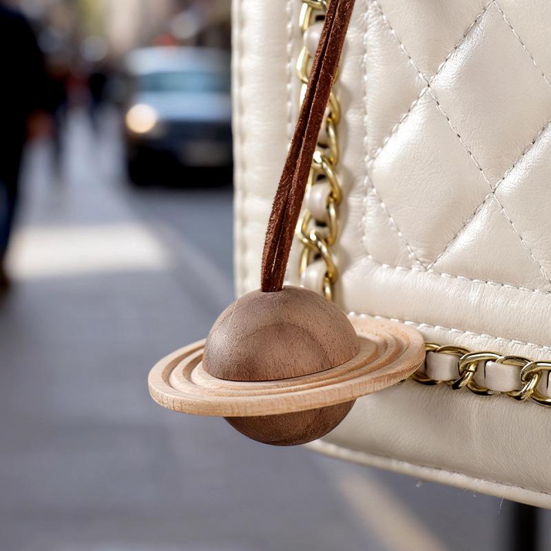 Custom Black Walnut Planet Diffuser Charm - Wooden Pendant for Car or Backpack