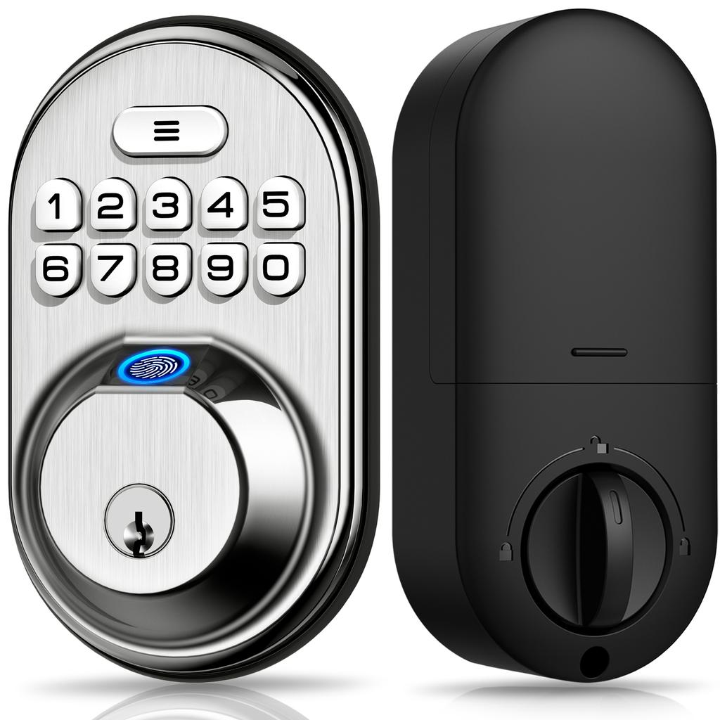 Fingerprint Door Lock Keyless Entry Keypad Deadbolt, Anti Peeping Password for Front Door