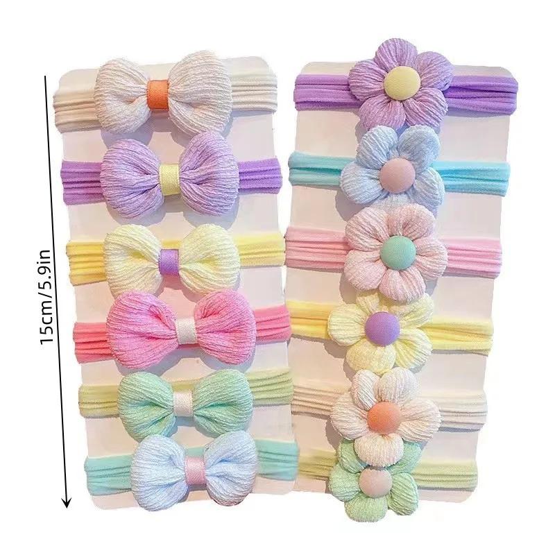 Neues 6-teiliges/Set Kinder-Stirnbänder Blume Haargummi Süß Niedlich Pferdeschwanz Haarband Kleines Mädchen Geflochtenes Frottee-Haargummi Haar-Accessoires