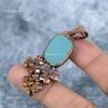 Square Natural Blue Chalcedony Copper Electroformed Handcrafted Pendant Jewelry VP-45