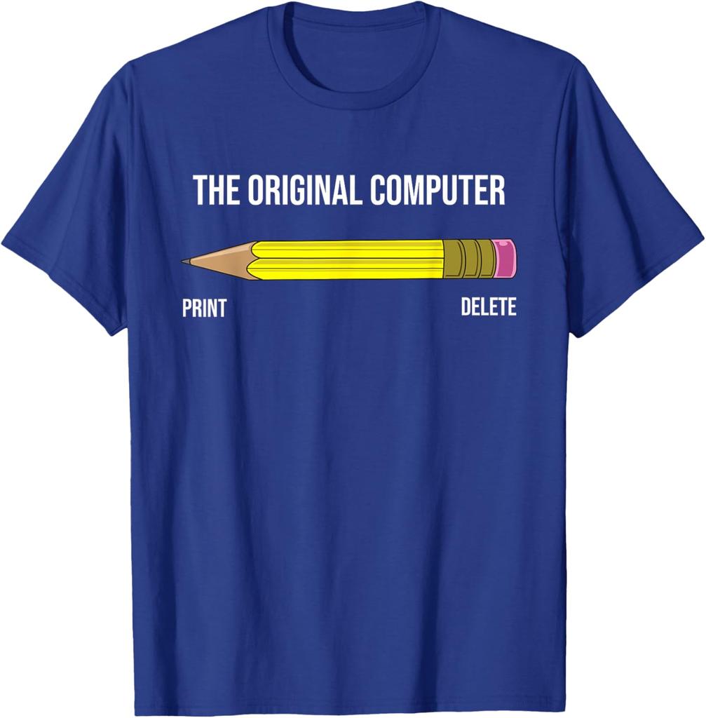 The Original Computer Funny Sarcastic Programmer Pencil Gift TShirt Graphic Tee Shirt Men Casual Short Sleeve