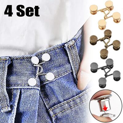 1/4Set Nail-Free Metal Jeans Button Snaps Detachable Pants Clips Buttons Pins Diy Waist Tightener Clothing Buckles Sewing Tools