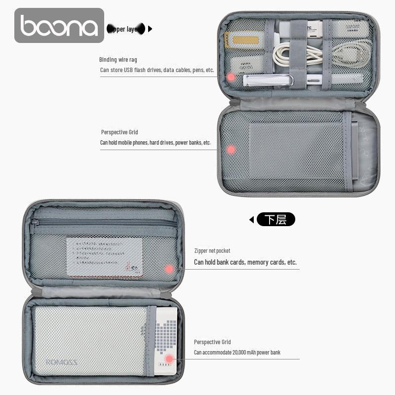 ROMOSS Power Bank & Accessory Storage Case for Cables and Earphones