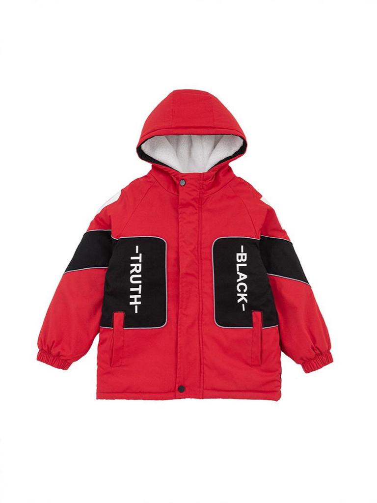 Boys' Trendy Fleece-Lined Winter Parka 2025: Thick Cotton-Blend Jacket