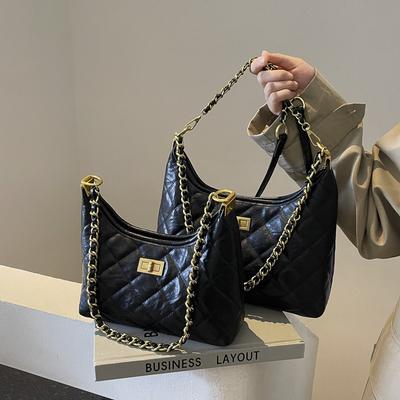 Niche Rhombus Chain Underarm Dumpling Bag Women's Autumn and Winter New Texture Versatile Single Shoulder Messenger Bag