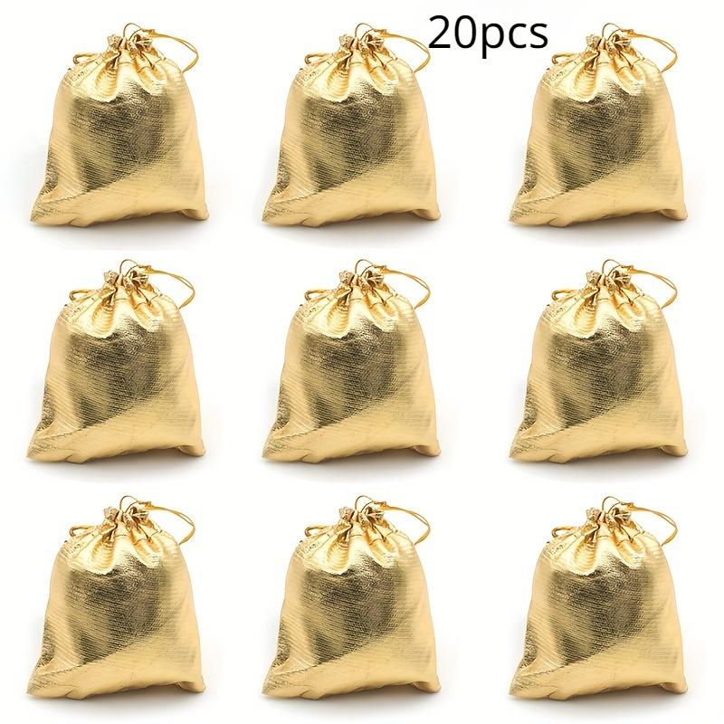 

20pcs/lot Jewelry Packing Gold Color Foil Cloth Drawstring Storage Bag 9x12cm Wedding Gift Bags & Pouches 9cm
