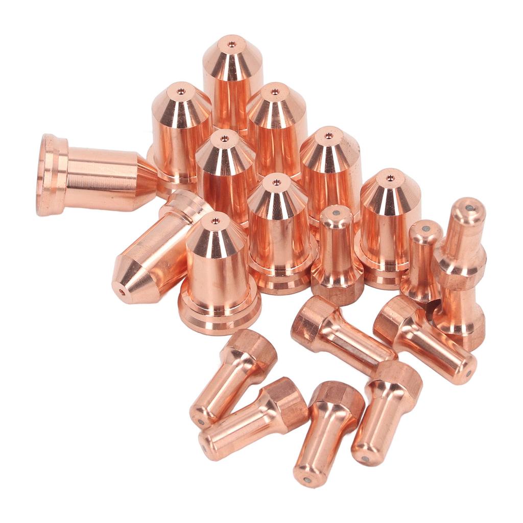 20Pcs Plasma Cutting Torch Nozzles Electrodes Brass Strong High Temperature Resistant Nozzles Electrodes Set for PTM 80