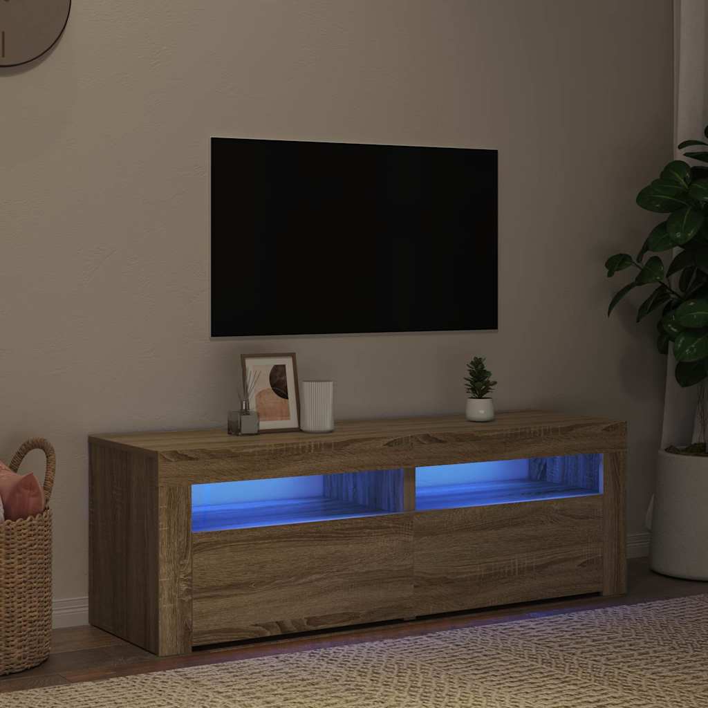 vidaXL TV-Schrank mit LED-Leuchten Sonoma-Eiche 120x35x40 cm braun