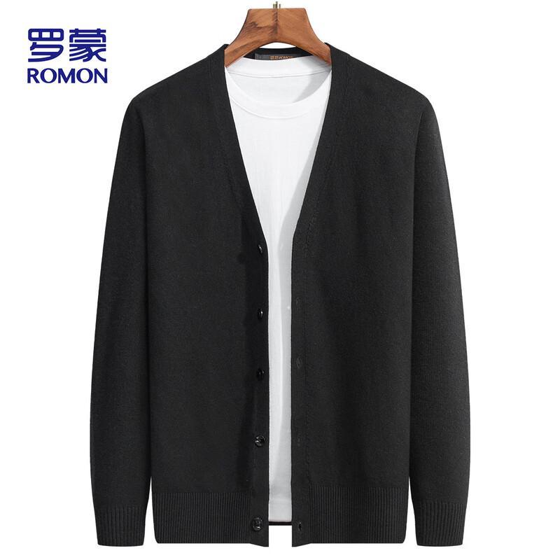 ROMON Men's V-Neck Knit Cardigan Sweater