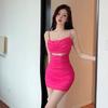Pure desire sexy low-cut suspender dress for women 2 new night show spice girls dancing elastic hip-wrapped miniskirt