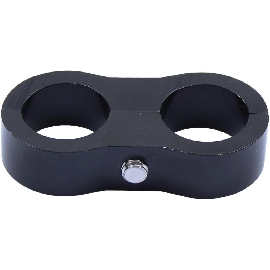 2 Pack Black AN10 10AN Billet Aluminum Nylon/Steel Braided Pipe Tube Dual Oil Fuel Water Line Hose Separator Clamp Tooling Mount