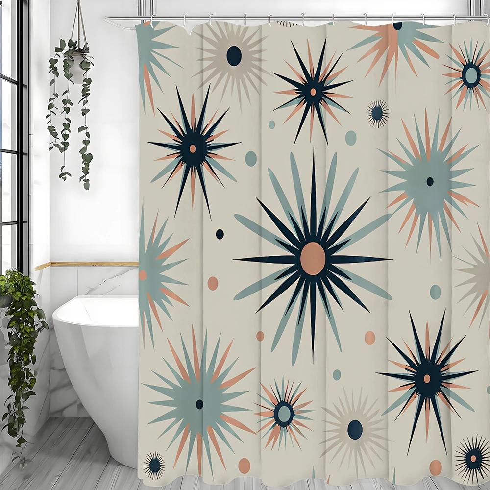 Bohemian Sun Shower Curtain, Bathroom Decorative Shower Curtain, Waterproof Shower Curtain with Hooks