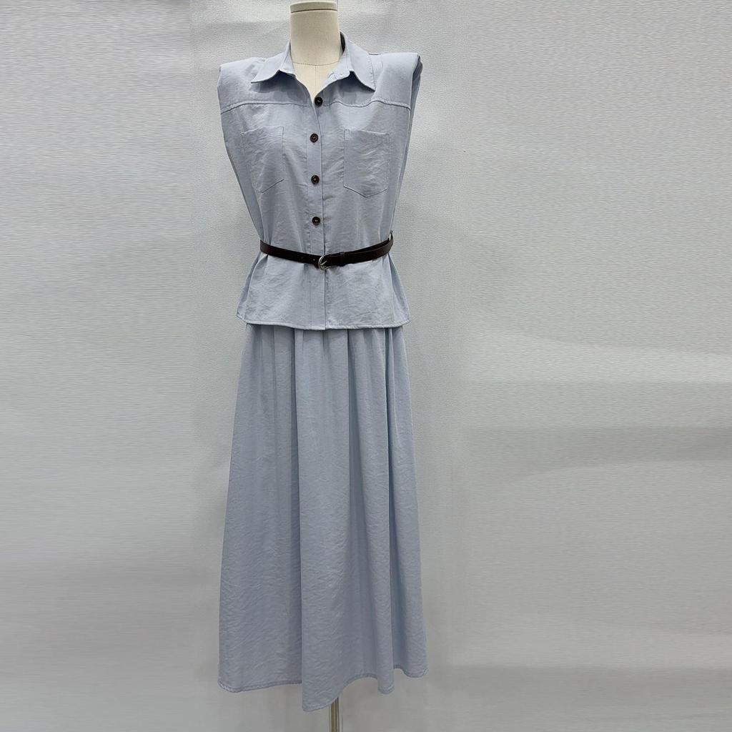 Sleeveless Top & Skirt Set - French Style Summer Fashion, Slim & Elegant Design