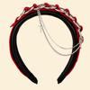 PU Leather Buckle Hairhoop for Women with Chain Decors Japanese Girl Headband Cosplay Dress Up Accessories