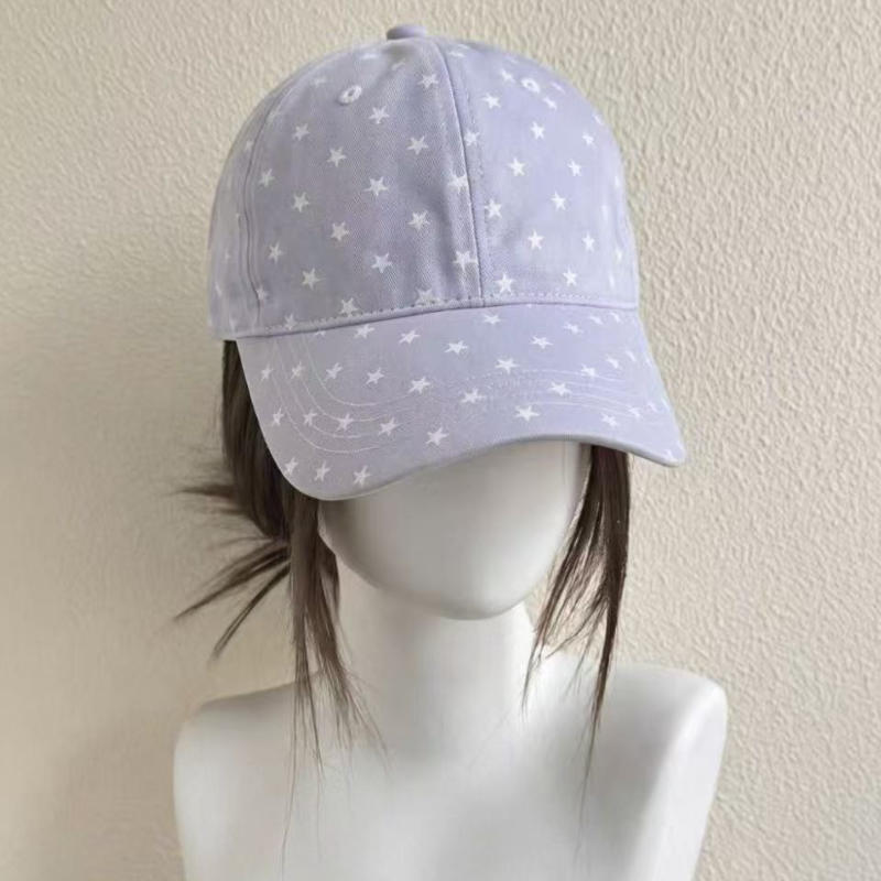 Korean-Style Cute Star Print Sweet Baseball Cap Versatile Spring Summer Outfit Accessory Face Slimming Effect