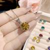 Vintage Fireworks Cut High Carbon Diamond European and American Fashion Luxury Fancy Lotus Ring Necklace and Earring Suit Female