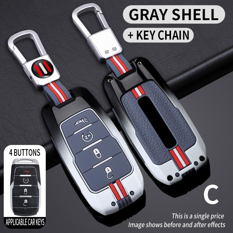 Zinc Alloy Car Key Case Remote Fobs Cover for Dodge RAM 1500 2500 3500 4500 5500 Pickup 2019 2020 2021 2022 Keychain Accessories