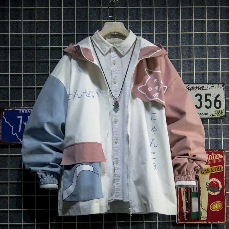 Spring Women Hooded Cute Shark Print Japanese Style Patchwork Teen Hoodies Jacket Fashion Harajuku Women Sweatshirt