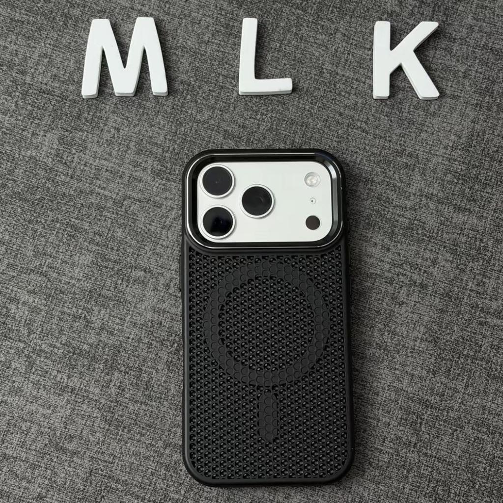 Custodia di Raffreddamento a Nido d'Ape MagSafe con Cornice Lente e Supporto per iPhone 17 Pro Max, Anti-caduta, Anti-impronta