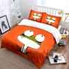 Cartoon Frog Art Set Decoration Bedding Set with 1 Duvet Cover 2 Pillowcases Single Double King Queen, Gift