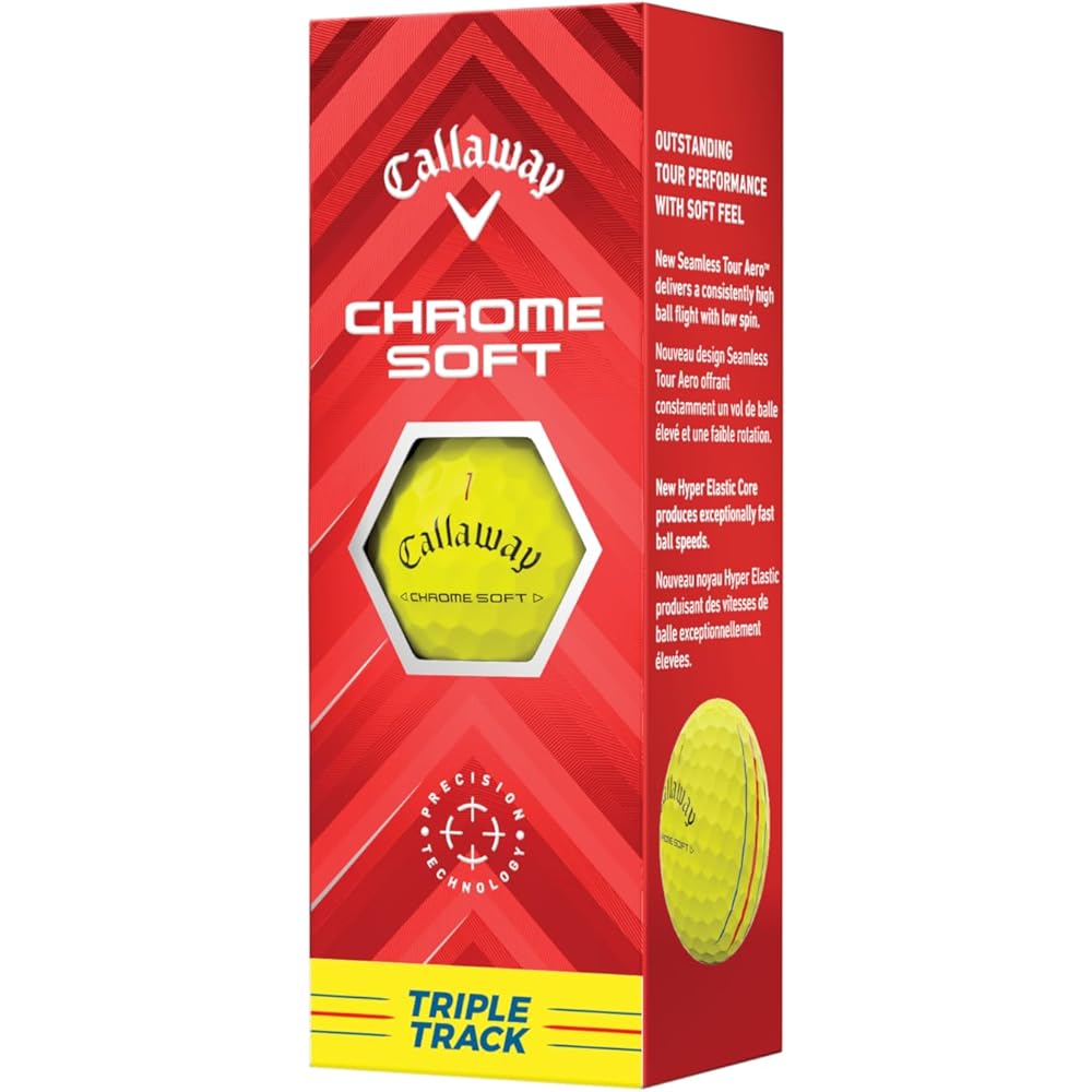 Callaway Chrome Soft Yellow Golf Balls 12 Count Triple Track 3-Piece Structure