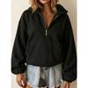 JPNTKY Women's  Long Sleeve Half Zip Hoodie Vintage Casual Solid Color Print Autumn Winter Jackets & Coats