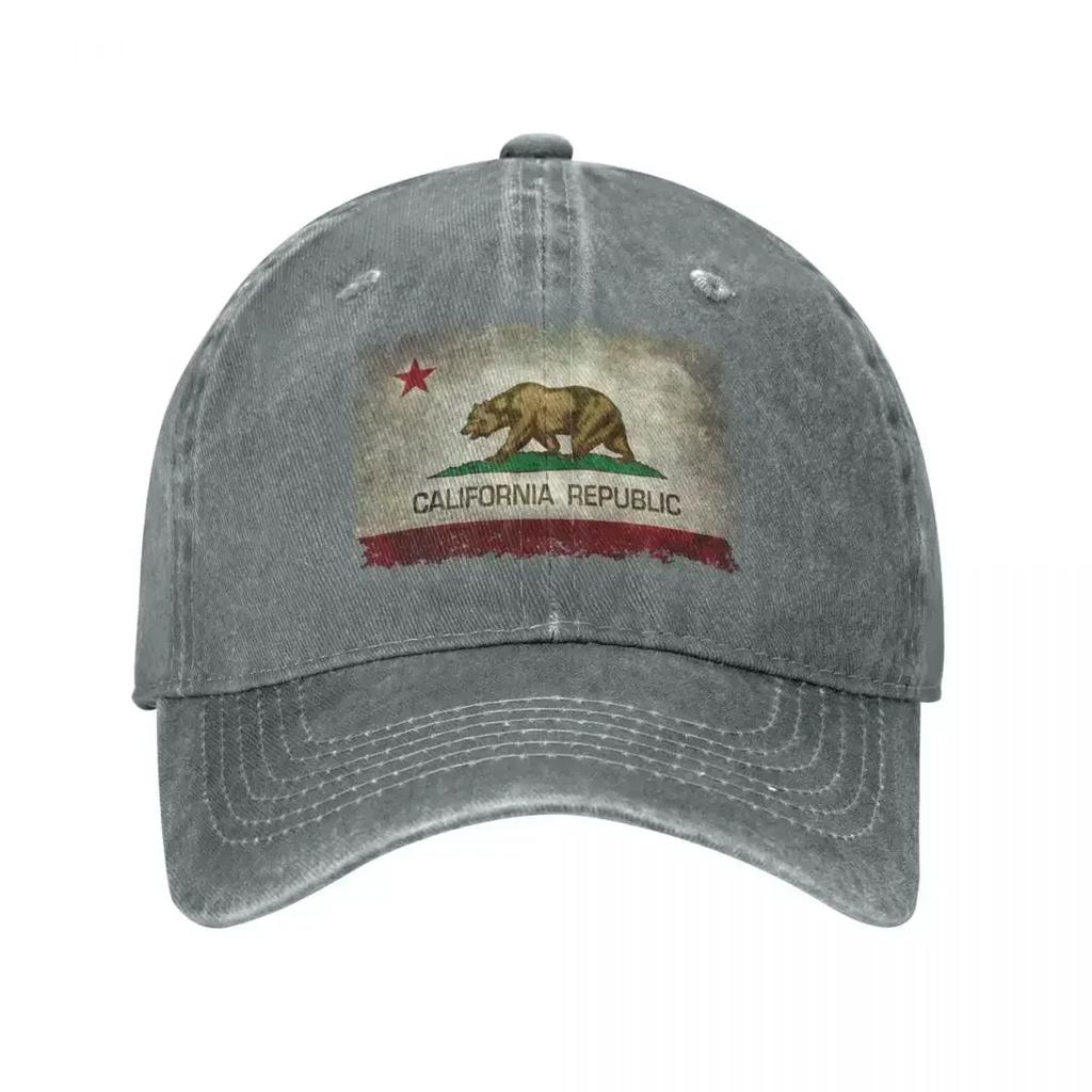California Republic Bear Flag Baseball Caps Retro Distressed Denim Snapback Cap Unisex Outdoor Travel Adjustable Fit Caps Hat