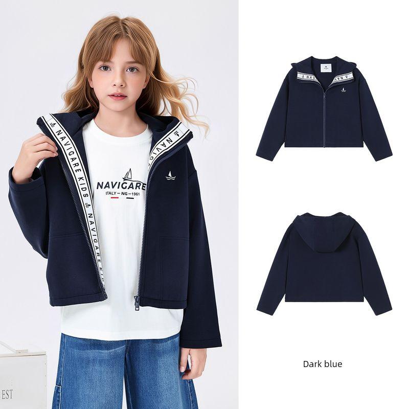 Navigare Italian Small Sailboat Kidsren's Jacket 2026 Spring and Autum New Style Girls' Hooded Casual Top
