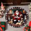 Christmas Floor Mat Round Santa Claus Xmas Area Rug Anti-Slip Absorbent Gingerbread Man Carpet for Festive Home Entrance Living Room Decor