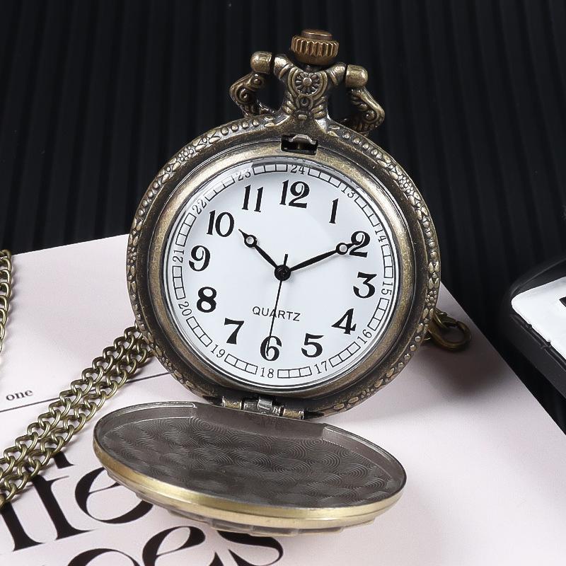 

Retro flip pocket watch classic collection gift men and women necklace quartz watch large digital elderly wall watch student exam